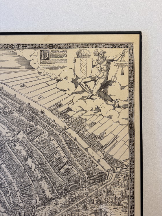Image 1 of El primer mapa impreso de Ámsterdam por Cornelis Anthonisz., 1544. Reproducción (década de 1970-1980)