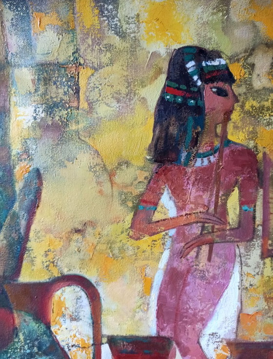 Original Oil Painting Abstract Figurative Girl Gifts to Pharaoh – Paintings & Drawings, Canvas (photo 12 of 13)