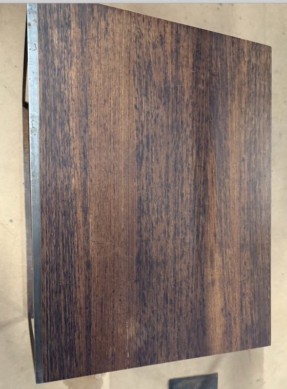 Image 1 of Wengé Houten Sidetable, Op Dun Stalen Frame