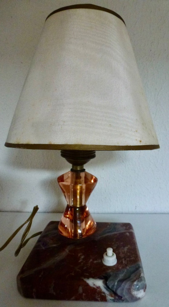 Image 1 of 2 lampes de table vintage sur socle en marbre.