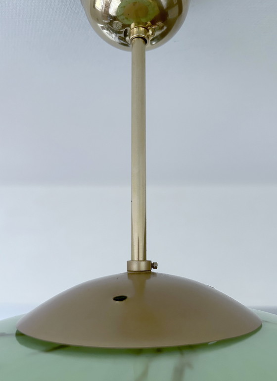 Image 1 of Art Deco Green Glass Pendant Lamp