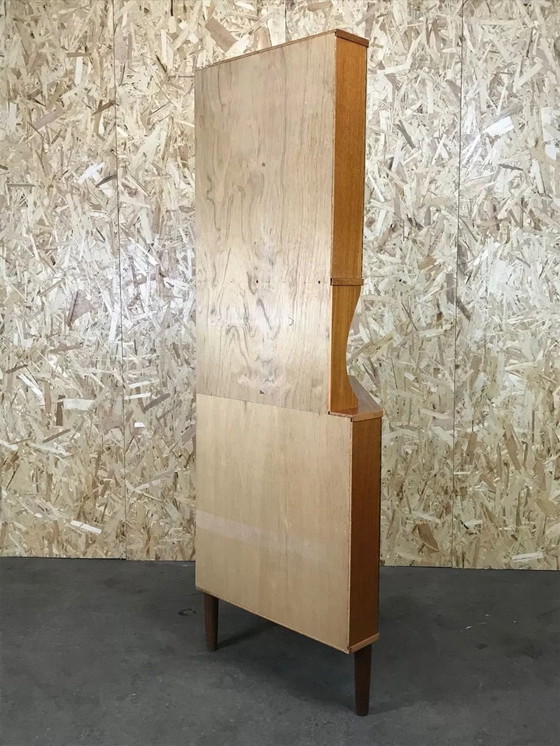 Image 1 of 60's 70's Vitrine d'angle Danish Modern Design Teak Corner Cabinet