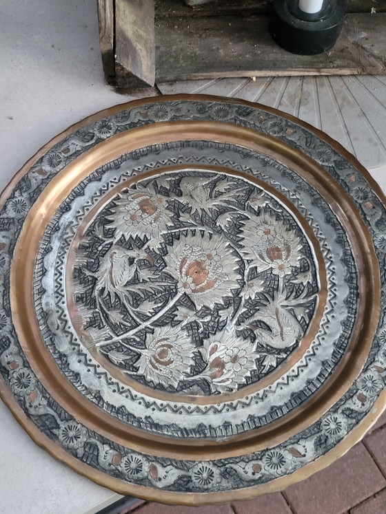 Assiette murale persane, fabrication artisanale Ghalamzani, 38 cm / 1 kg – Décorations murales, Copper (photo 8 of 11)