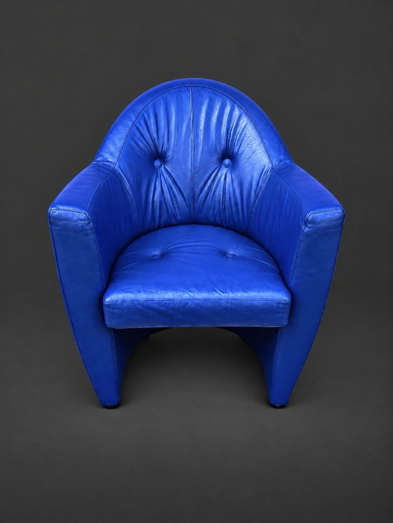 2x Leolux Carabita Fauteuils cuir bleu cobalt (photo 6 sur 8)
