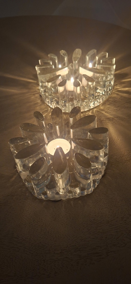 2 Portacandele Vintage Georgshütte – kandelaars en kaarsen, Glass