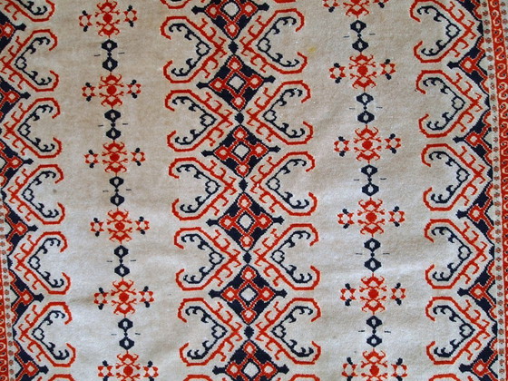 Image 1 of Handmade vintage Uzbek Bukhara rug 4.1' x 5.6' (127cm x 173cm) 1960s - 1C491