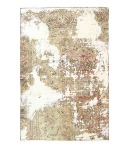 Oriental Hand-Knotted Vintage Art Classic & Relief Design 135 x 98 cm Beige Color