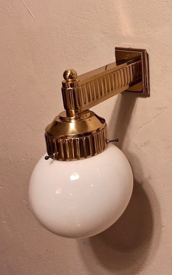 Astoria Art Deco wandlamp van messing en glas, ontworpen door Josef Hoffmann – WOKA, Wandlampen (photo 8 of 9)