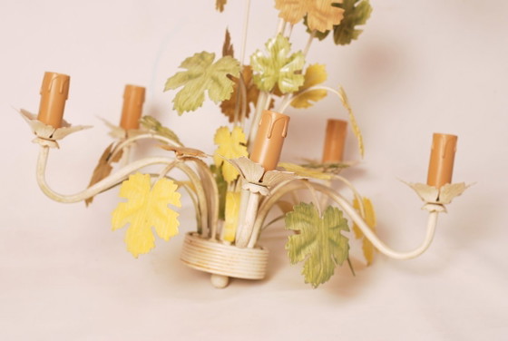 Image 1 of Lustre Floral Vintage en Tôle, 1970