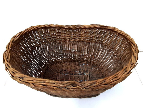 Image 1 of Huge Antique Wicker Basket, Crate 45 x 30 x 25 cm