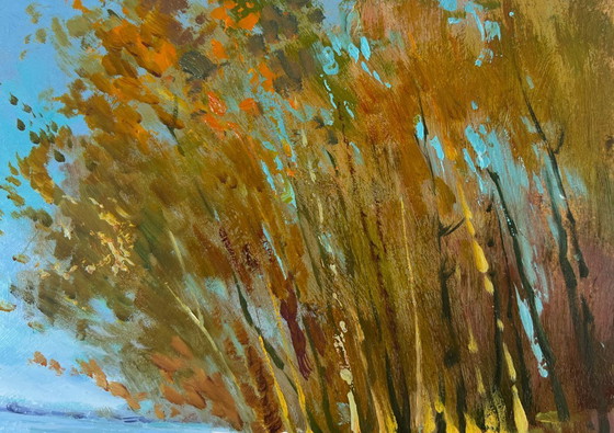 Image 1 of Original Oil Painting Coastal River Landscape Between water and trees