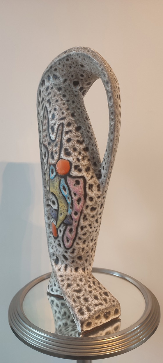 Image 1 of Sculptural Ceramic Vase (43cm) by Marius Bessone, Vallauris (1955-1960)

