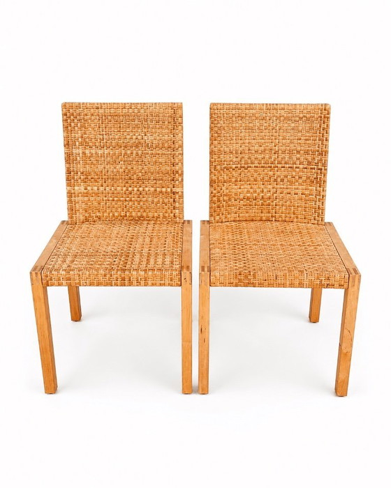 Image 1 of Juego de 4 sillas de comedor de ratán IKEA BROR