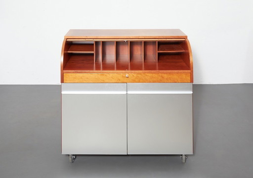 Reflex" desk in cherrywood and aluminum by Vico Magistretti 1989