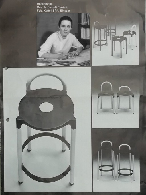 Anna Castelli Ferrieri per KARTELL Sgabello da bar Sedia POLO Post Moderne Italia