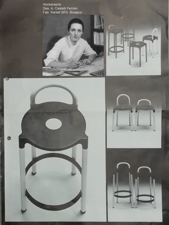 Image 1 of Anna Castelli Ferrieri per KARTELL Sgabello da bar Sedia POLO Post Moderne Italia