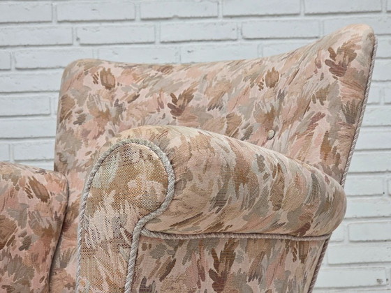 1960s, Danish armchair, furniture jacquard fabric. – Textile, Wood (photo 3 of 15)
