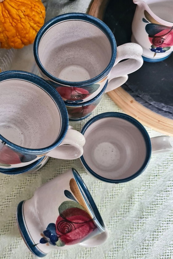 Image 1 of Bellissimo set da caffè in ceramica LUZERNER, con motivi floreali dipinti a mano.