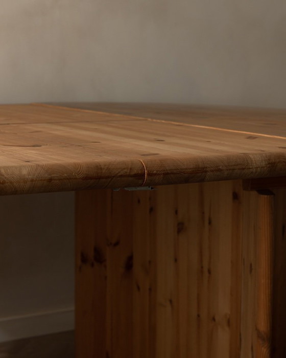 Image 1 of Vintage Danish Pine Round Extendable Dining Table Modul Møbler, Vinderup A/S 1980s