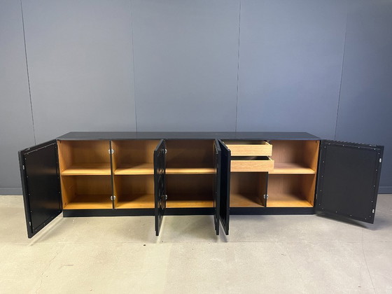 Image 1 of Vintage black brutalist credenza, 1970s