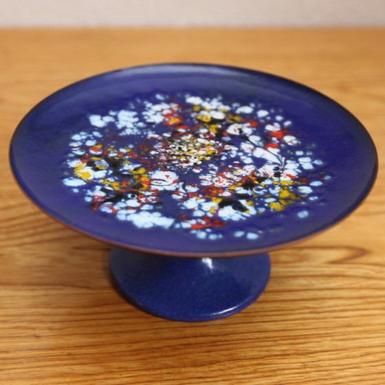 Image 1 of ❤️Cultural furniture enamel platform plate on tulip base GDR Midcentury