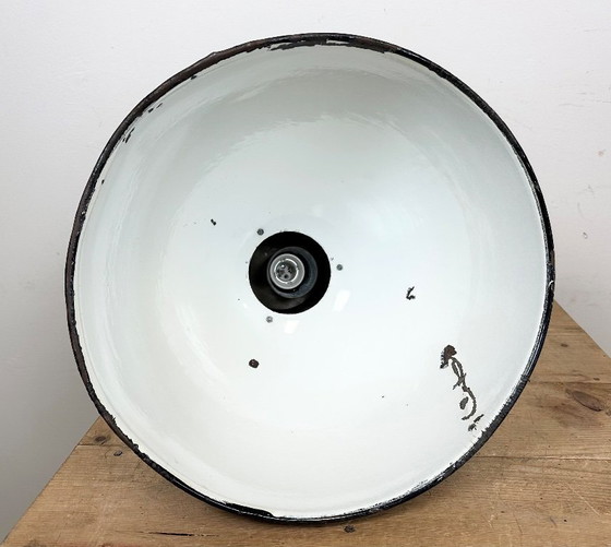 Image 1 of Set of 4 Industrial Bauhaus Black Enamel Pendant Lamps, 1950s