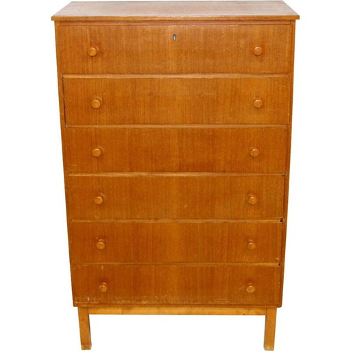 Commode vintage en teck et hêtre, Suède 1960