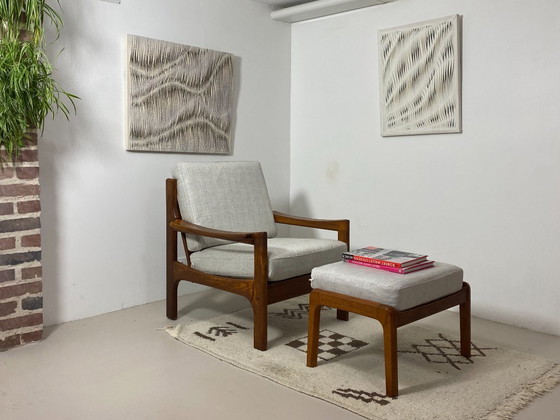 Image 1 of Poltrona e pouf in teak danese – anni '60