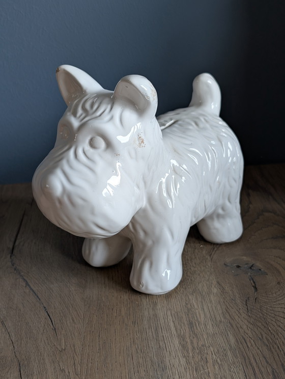 Image 1 of Vintage white terrier dog piggy bank