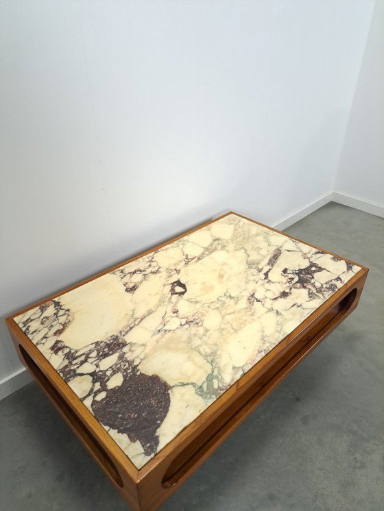 Image 1 of Mesa de centro de teca con gran tapa de mármol