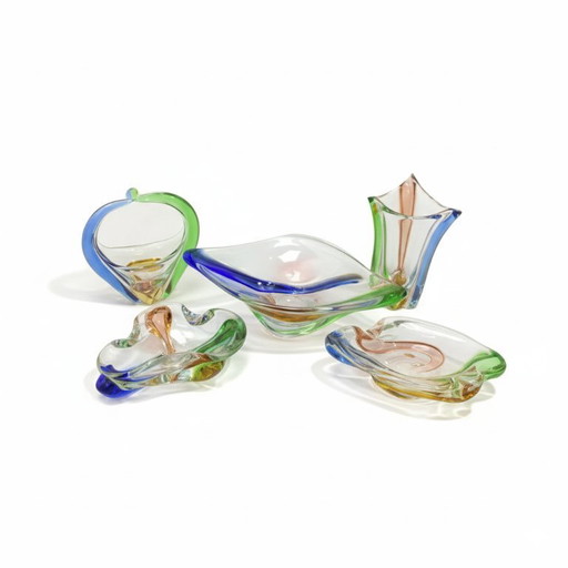 Mid-Century Glass Set Rhapsody by František Zemek, Czech Art Glass, 1960s