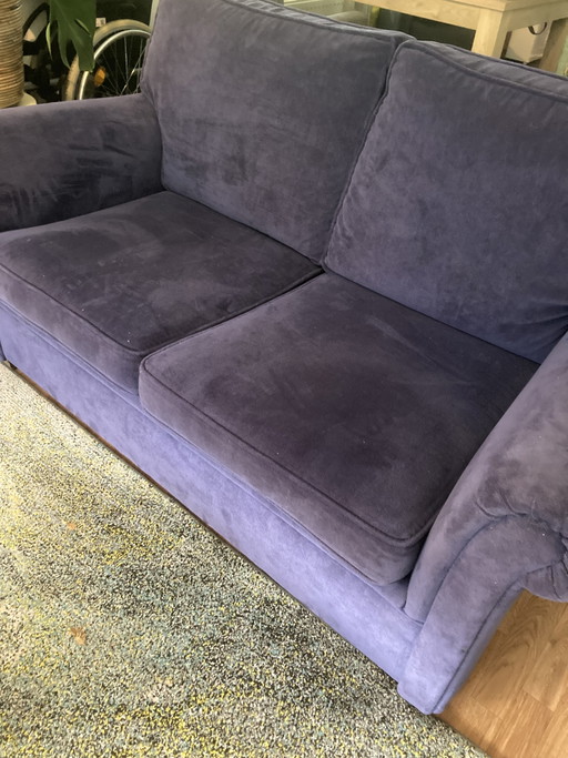 Canapé 2 places en velours bleu – 2 zitsbanken, Velvet