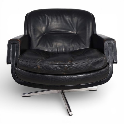 Fauteuil lounge en cuir Eugen Schmidt, 1960