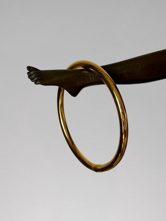 Image 1 of Art Deco sculpture of a dancer with rings in patinated bronze on a black marble-effect base – signed Duvernet – 58 cm