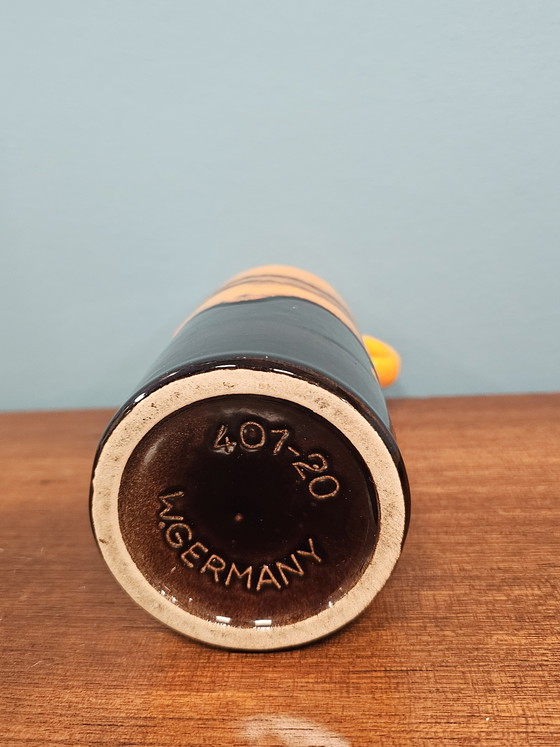 Image 1 of Vintage West Germany vase 407-20 orange/black