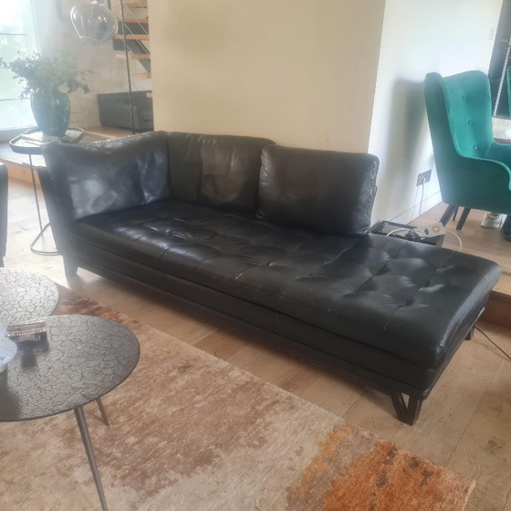 Image 1 of Set of 2 Roche Bobois black leather sofas, can be sold separately