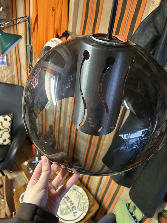 Image 1 of Lampada a sospensione vintage anni '70, stile spaziale, grigio-arancio