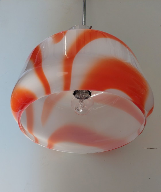 Image 1 of Lampada a sospensione arancione Murano anni '70