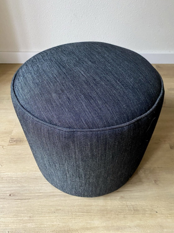 Unique Round Denim Footstool / Pouf, Solid Base, merkloos, Footstools & poufs, Cotton, Blue (photo 2 of 5)