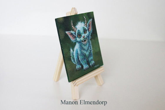 Image 1 of Unique Hand-Painted Fantasy Art Small Painting