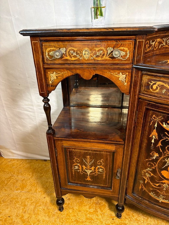 Image 1 of Antique English Sheraton Revival Rosewood Inlaid Server / Buffet – Late 19th Century