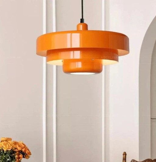 Lámpara colgante retro de metal naranja