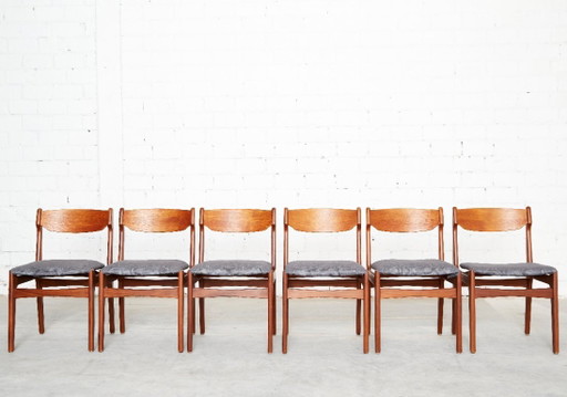 Juego de 6 sillas de comedor de teca de Erik Buch para Anderstrup Møbelfabrik – eetkamerstoelen, Wood