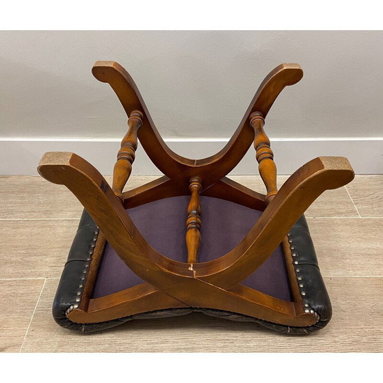 Image 1 of Vintage brown leather footrest, 1970