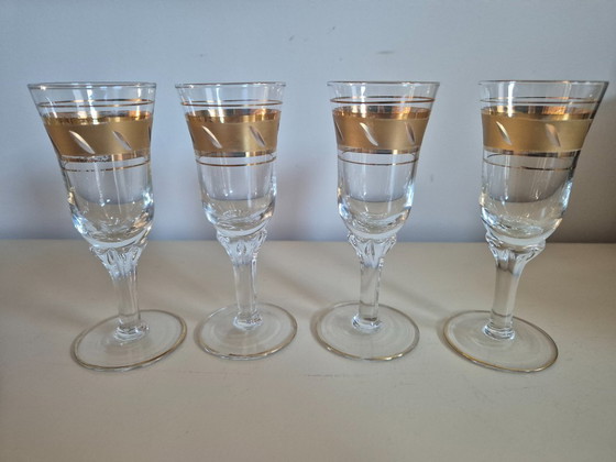 Image 1 of Magnifique ensemble de verres à porto/liqueur vintage à décor doré des années 1960