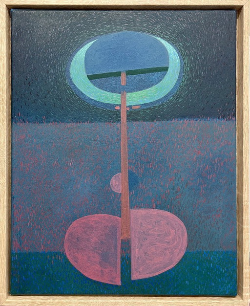 Dipinto originale, "FIGURINE 2", olio su tela, inclusa cornice, 53,5 cm x 43,5 cm