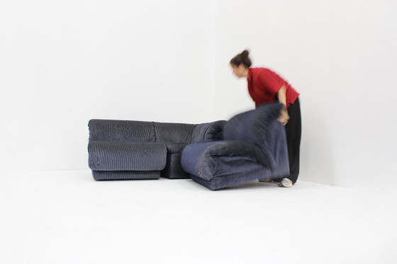 Image 1 of Vintage Italiaanse modulaire bank Doimo Salotti jaren 70 set van 7