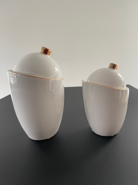 Image 1 of Set mit 2 weißen Saturn-Keramiktöpfen – Hush Living