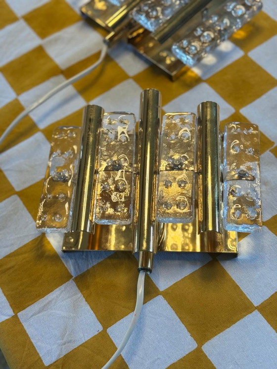 Image 1 of Coppia di lampade da parete in ottone e vetro di Hans Agne Jakobsson