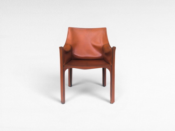 Image 1 of Stuhl CAB 413 in cognacfarbenem Leder von Mario Bellini für Cassina, Italien, 1970er Jahre